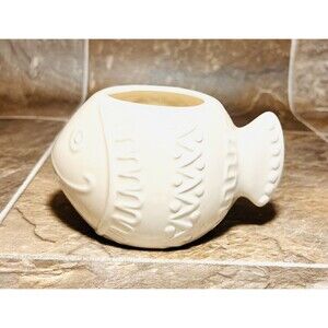 Fish Ceramic Succulent Planter Pot - White - New